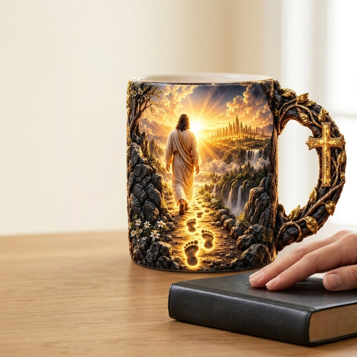 Footprints of Grace heat-reveal mug