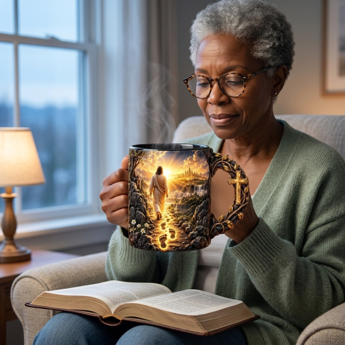 Footprints of Grace heat-reveal mug