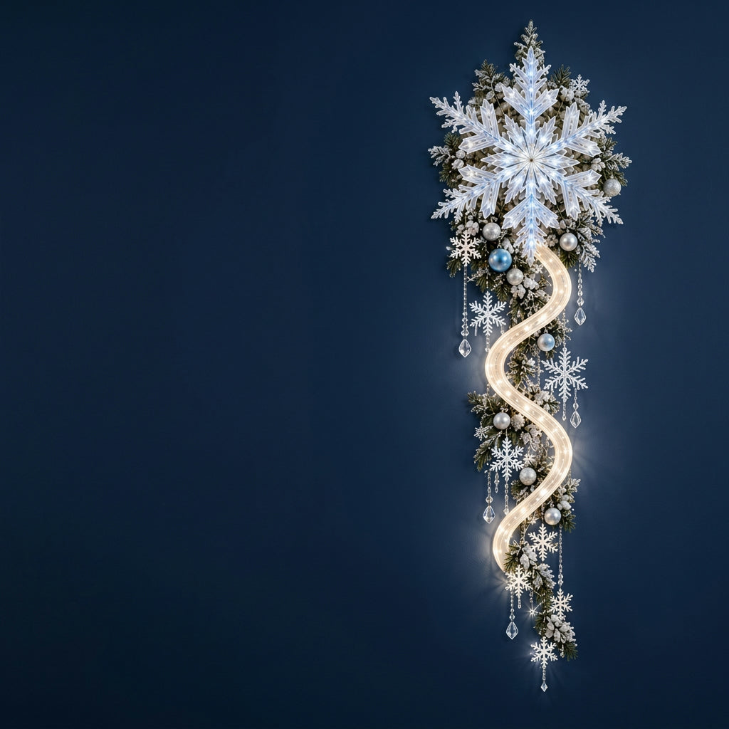 Snowfall Cascade lighted snowflake wall decor