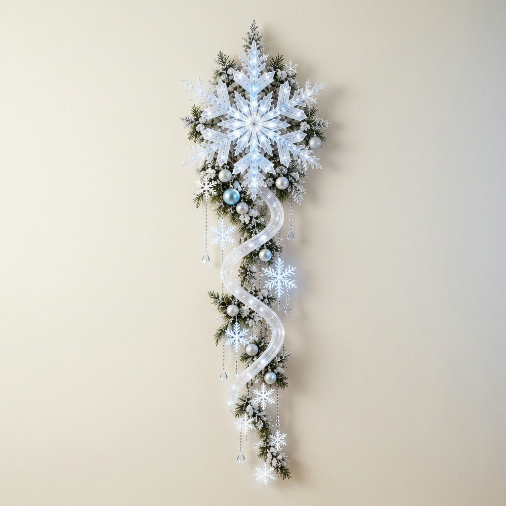 Snowfall Cascade lighted snowflake wall decor